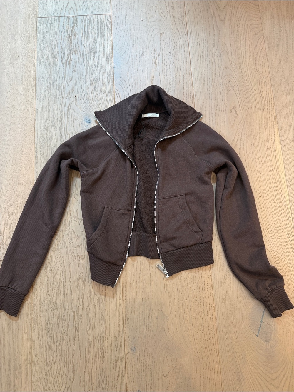 Zara Brown Bomber Jacket with Zip